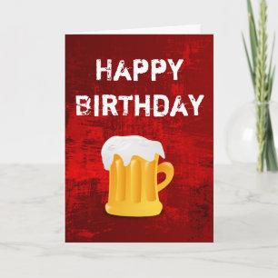 Carte Joyeux Anniversaire Beer Mug sur Grunge Red Abstra