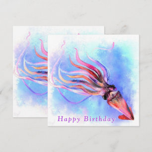 Carte Joyeux anniversaire - Belle baignade de calmar col