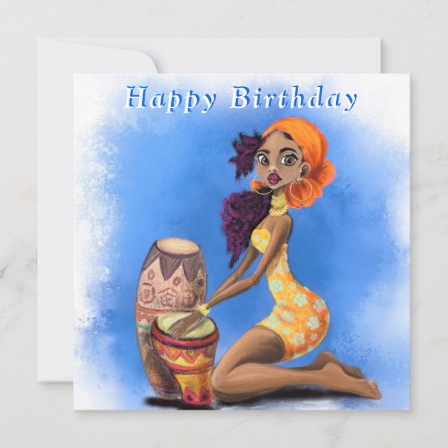 Carte Joyeux Anniversaire - Belle Fille de Drummer Afric (Devant)