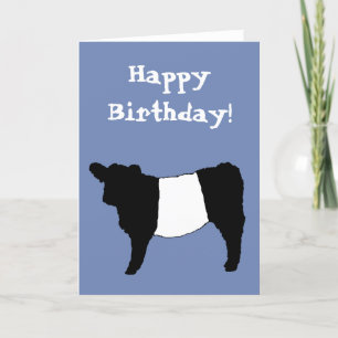 Carte Joyeux Anniversaire Beltie Belted Galloway Steer C