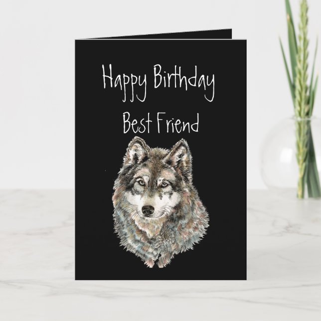 Carte Joyeux anniversaire, Best Friend, Wolf, Wolves, An (Devant)