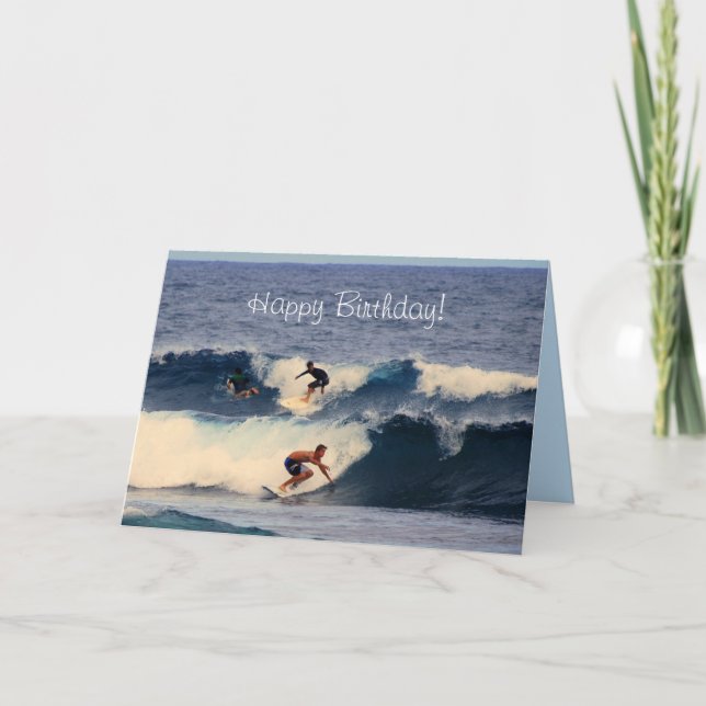Carte Joyeux anniversaire Big Island Surfers Hawaiiens (Devant)