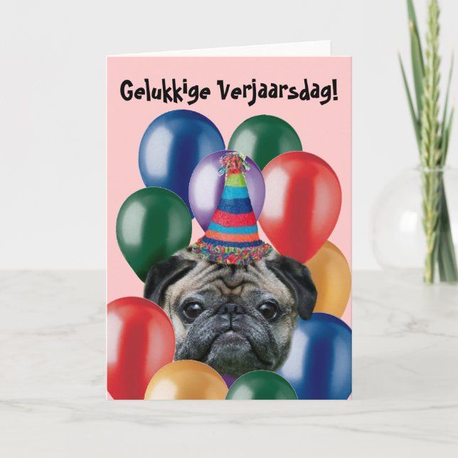 Carte Joyeux anniversaire birthday pug greeting card (Devant)
