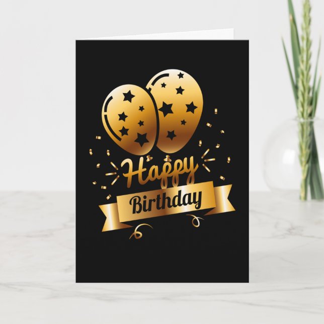 Carte Joyeux anniversaire - Black & Gold 1 (Devant)