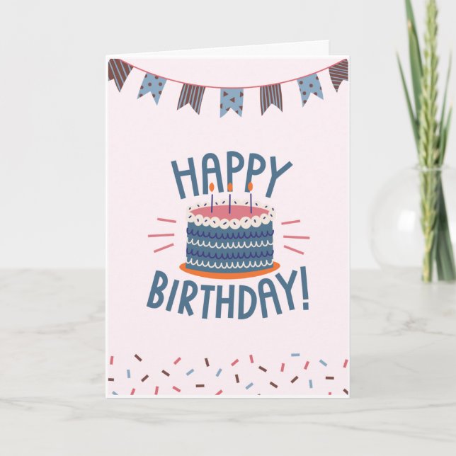 Carte Joyeux Anniversaire Bleu Bleu Beau Bleu Bleu Bleu  (Devant)
