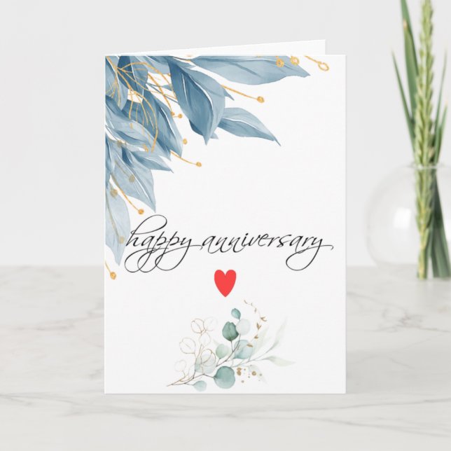 Carte Joyeux anniversaire bleu floral (Devant)