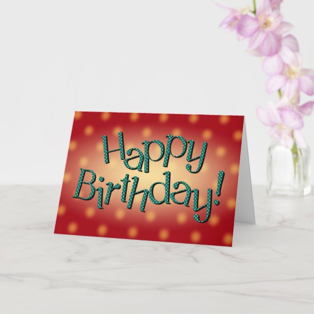 Carte Joyeux Anniversaire Bleu Point Texte Arrière - pla (Orchidée)