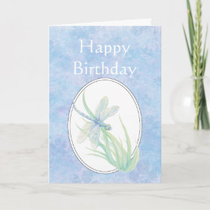 Carte Joyeux Anniversaire Bleue Bleue Bleue Dragonfly