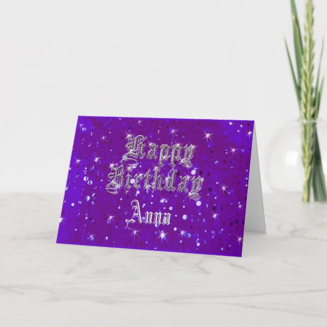 Carte Joyeux Anniversaire Bling Purple Salutation (Devant)