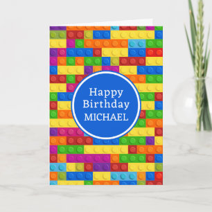 Carte Joyeux Anniversaire   Bloc de construction coloré
