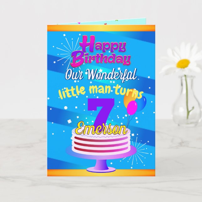 Carte Joyeux anniversaire BLUE ( Nom de l'enfant modifia (Petite plante)