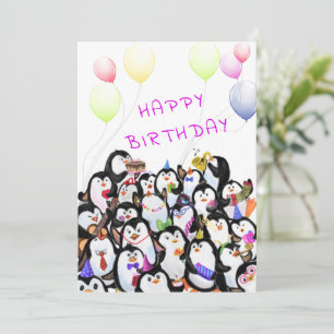 Carte Joyeux anniversaire - Bonne fête des pingouins