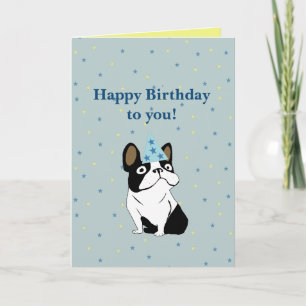 Carte Joyeux anniversaire Bouledogue français