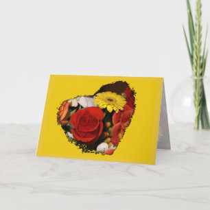 Carte Joyeux anniversaire Bouquet coloré forme coeur