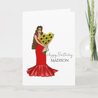 Carte Joyeux Anniversaire Bouquet de Tournesols Fille De