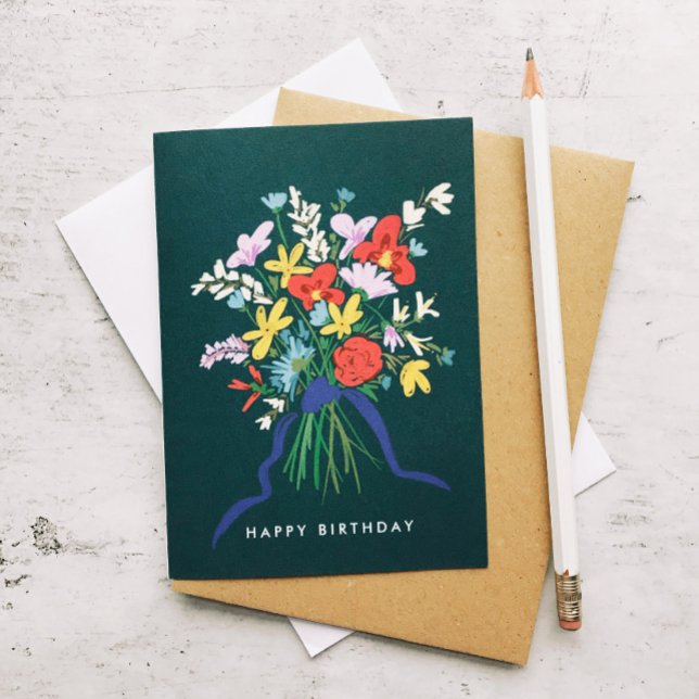 Carte Joyeux Anniversaire Bouquet floral (Créateur téléchargé)