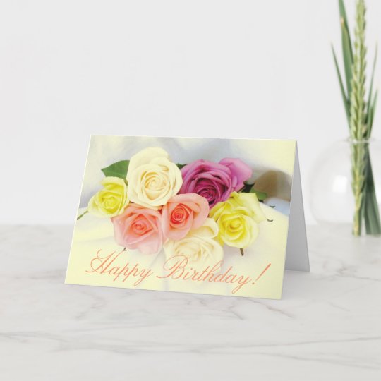 Carte Joyeux Anniversaire Bouquet Rose Zazzle Ca