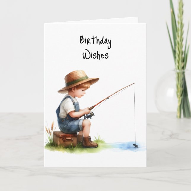Carte Joyeux Anniversaire Boy Fishing Pond Creek Casquet (Devant)