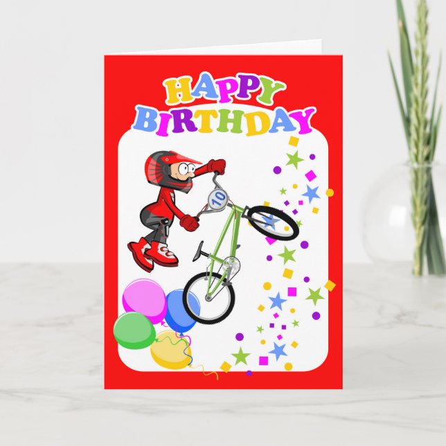 Carte Joyeux anniversaire brave cycliste BMX (Devant)