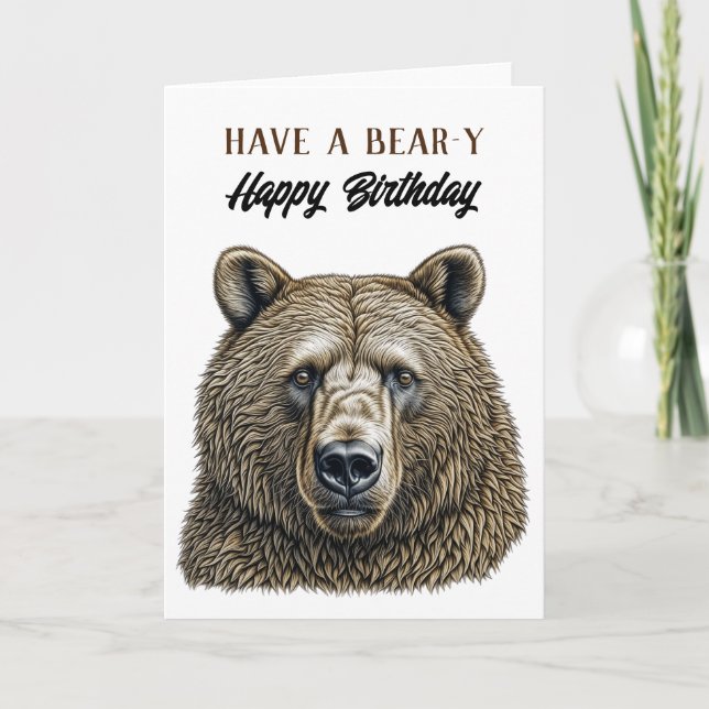 Carte Joyeux anniversaire Brown Ours thème (Devant)