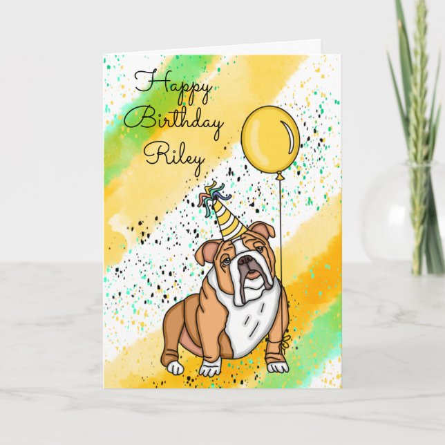 Carte Joyeux Anniversaire Bulldog Mignon (Devant)