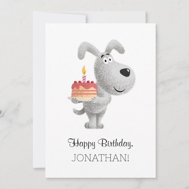Carte Joyeux Anniversaire Cake Candle mignonette Chien P (Devant)