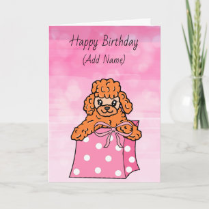 Carte Joyeux Anniversaire Caniche Abricot Dessiné à la M