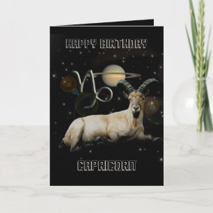 Carte Joyeux anniversaire Capricorn Chèvre Saturne Salut
