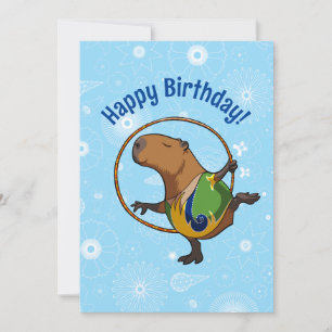 Carte Joyeux anniversaire ! Capybara Gymnaste Avec Dessi