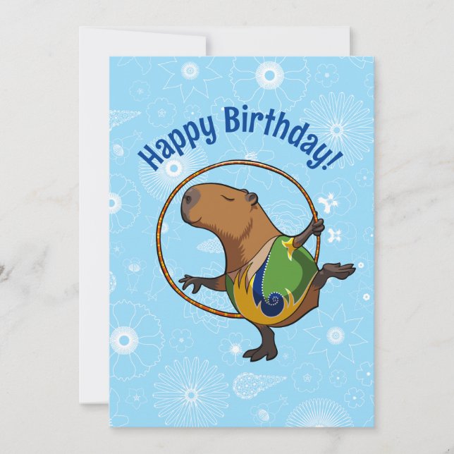 Carte Joyeux anniversaire ! Capybara Gymnaste Avec Dessi (Devant)