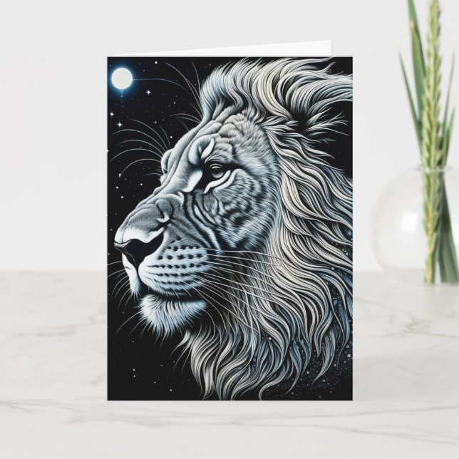 Carte Joyeux anniversaire Céleste Lion Ai Art (Devant)