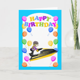 Carte Joyeux anniversaire, champion de jet ski