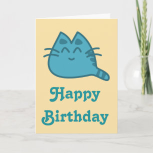 Carte Joyeux Anniversaire Chat Bleu Sourire