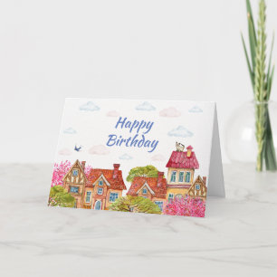 Carte Joyeux Anniversaire Chat sur le Toit