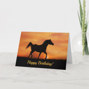 Carte Joyeux Anniversaire Cheval Arabe à l'Esprit Libre