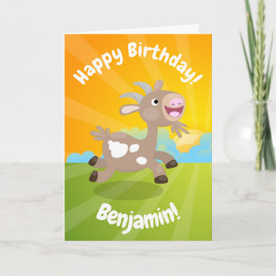 Carte Joyeux anniversaire chèvre cartoon mignon