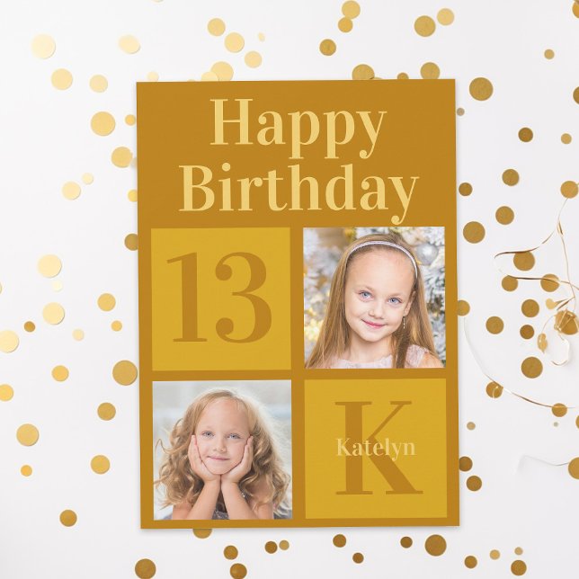 Carte Joyeux Anniversaire Chic Gold 2 Photo personnalisé (Créateur téléchargé)