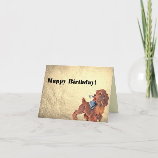 Carte Joyeux Anniversaire Chien Chien Chien Vintage (Devant)