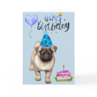 Joyeux Anniversaire Chien Pug Chiot Aquarelle Clai