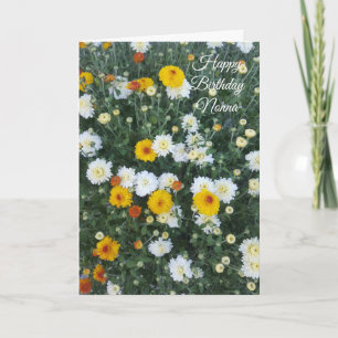 Carte Joyeux anniversaire chrysanthèmes jaune et blanc