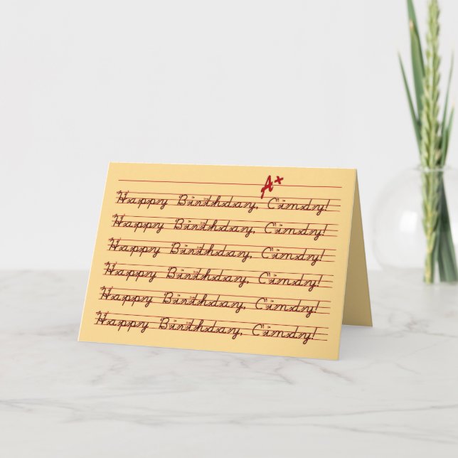 Carte Joyeux Anniversaire, Cindy, Vintage (Devant)