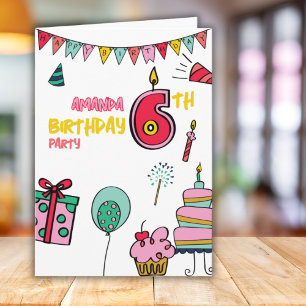 Carte Joyeux Anniversaire Coloful 6ème Anniversaire Fête