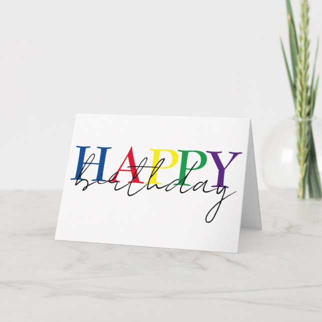 Carte Joyeux anniversaire coloré simple (Devant)