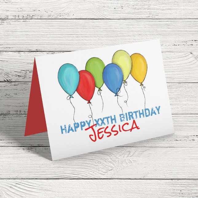 Carte Joyeux Anniversaire Colorful Rainbow Balloons Conf (Birthday balloons custom greeting card)