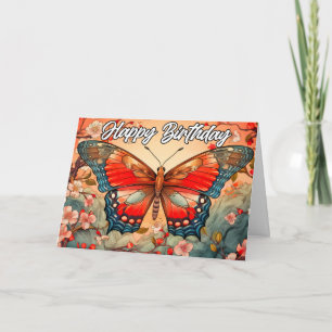Carte Joyeux anniversaire Conception papillon vintage