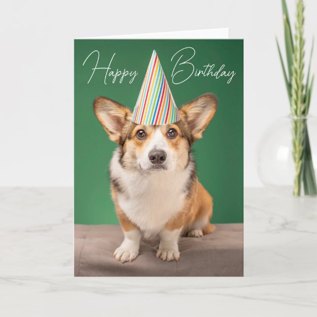 Carte Joyeux anniversaire | Corgi Anniversaire Chiot (Devant)