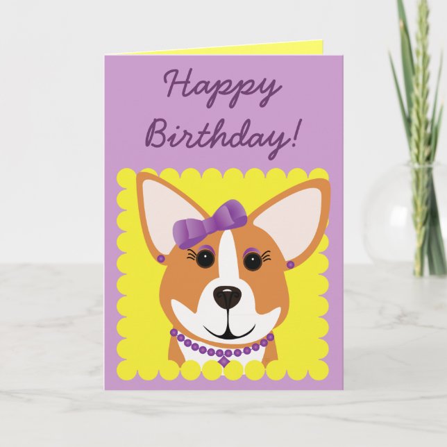 Carte Joyeux anniversaire ! Corgi Lady (Devant)