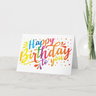 Carte Joyeux Anniversaire couleurs arc-en-ciel