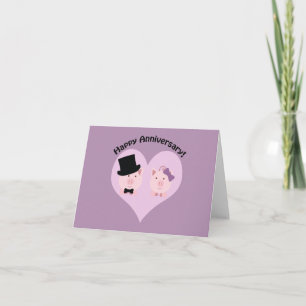 Carte Joyeux anniversaire couple de cochon