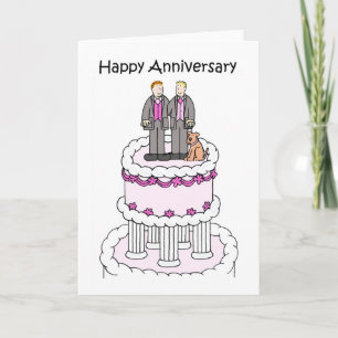 Carte Joyeux Anniversaire Couple Gay Avec Chien sur Gâte